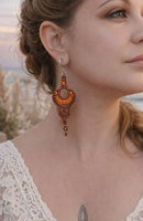 Boucles d'oreilles en macramé bleu faites à la main, vert turquoise, style bohème, bijoux artisanaux, pierres précieuses naturelles, cadeau bohème pour femmes