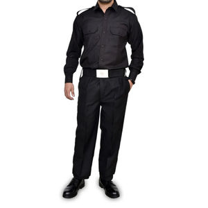 Poly-Cotton Summer Tactical Security Guard Uniform Men Long-Sleeve 2-Piece Button-<b>Down</b> Shirt Cargo <b>Trousers</b> Workwear HSI - Product Image 1