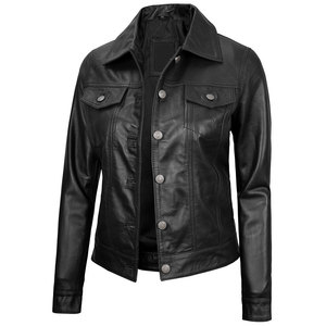 Veste en cuir pour femme de haute qualité, vêtement d'extérieur tendance et haut de gamme, conçue pour le confort et la durabilité - Product Image 1