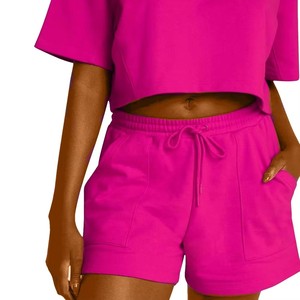 Trending Women's Knitted <b>Shorts</b> Pockets Elastic Closure Casual Regular Fit High Breathable Quick Dry Eco-Friendly Solid OEM - Product Image 1