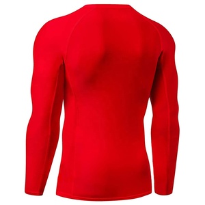 Chemise de compression à manches longues pour homme, rouge, 100% polyester, séchage rapide, pour l'entraînement BJJ Jiu Jitsu - Product Image 2