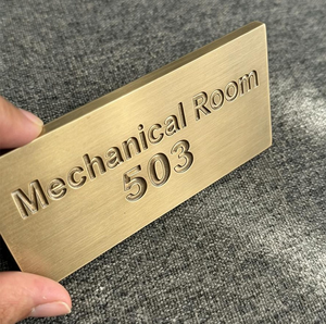 Customized Brass Nameplates Brushed Gold Office Nameplates Personalized Business <b>Signs</b> Custom Home Door <b>Plaques</b> Engraved Brass - Product Image 3