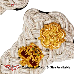 Épaulettes tressées KEW, couronne royale blanche, fleurs brodées dorées, épaulettes de luxe en tissu durable, accessoires vestimentaires - Product Image 2