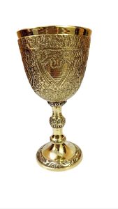 Luxury Brass Goblet Embossed Design Metal Wine <b>Glass</b> Reusable <b>Bar</b> Accessory - Product Image 6