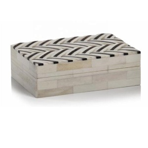 Caja de almacenamiento de joyería con incrustaciones de hueso gris hecha a mano, organizador multiusos trenzado, novedad, decoración del hogar, el mejor regalo para mujeres, arte de hueso - Product Image 2