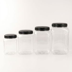 <b>Square</b> Clear PET <b>Plastic</b> <b>Container</b> 2L with Black Screw Lid for Food Storage Packaging Vietnam Factory OEM ODM - Product Image 2