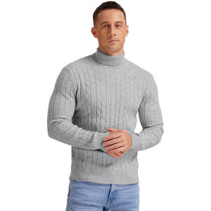Pull-over tricoté chaud et élégant pour homme, col roulé, coupe ajustée, décontracté, à manches longues, respirant, vente en gros - Product Image 4