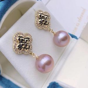 Pendientes Colgantes de Perlas de Trébol para Mujer, Perlas Edison Naturales de Agua Dulce de 10-11 mm, Plata Pura de Lujo con un Toque de Elegancia - Product Image 3