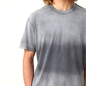 T-shirt unisexe 100 % coton délavé à l'acide, coupe oversize tendance, imprimé vintage, motif lettres pour homme, tissu vieilli - Product Image 5