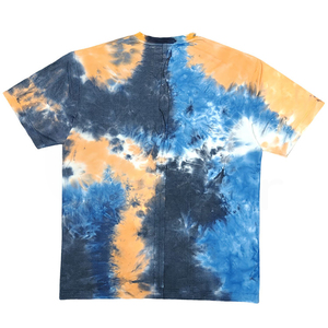 เสื้อยืดผู้ชายแบบถักลายมัดย้อม แขนสั้น คอกลม ลายพิมพ์สีน้ำเงินสีส้ม ทรงปกติ - Product Image 2