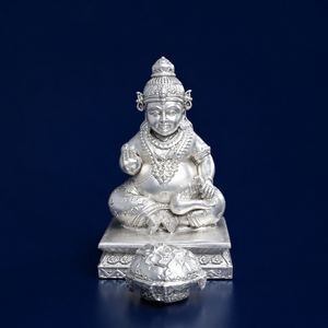 Estatua Metálica Decorativa de Kuber Murti, Dios Hindú, Plateada, para Templo, Hogar, Adoración y Regalos Espirituales - Product Image 4