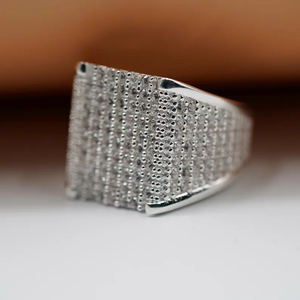 Bague carrée faite à la main, sertie de pierres, style Hip-Hop, bijoux de luxe, coupe brillante ronde VVS, bague personnalisée pour homme, effet bling-bling - Product Image 3