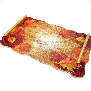 Bandeja de Servicio Moderna de Resina, Bandeja de Exhibición de Resina Premium, Bandeja de Resina de Diseño para Tocador, Bandeja de Resina con Arte Abstracto, Bandeja de Resina Estilo Mármol - Product Image 1