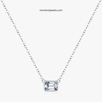 Collier pendentif en argent sterling 925 avec zircon pour femmes, chaîne en argent plaqué, style simple et classique, couleur unie