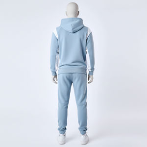 Ensemble de survêtement personnalisé bleu clair en molleton de coton, coupe oversize décontractée, unisexe, style streetwear - Product Image 6