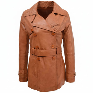 Solid Trader Top Quality Soft Real <b>Sheepskin</b> Luxury Feel Distinctive Fashion Outerwear Womens Long Leather <b>Jacket</b> - Product Image 1