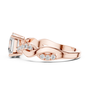 Anillo de Compromiso de Oro Rosa de 14K Más Vendido con Diamante Cultivado en Laboratorio Corte Asscher y Banda Trenzada, Joyería para Mujer - Product Image 2