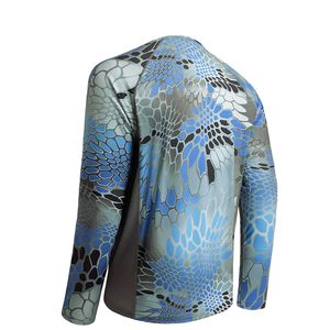 เสื้อตกปลาผู้ชาย แขนยาว ระบายอากาศ แห้งเร็ว โพลีเอสเตอร์ ป้องกันรังสียูวี ลายพราง เสื้อเจอร์ซีย์ตกปลา รับผลิตตามแบบ OEM ขายส่ง - Product Image 2