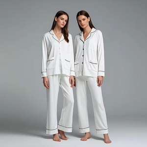 Pijamas de Lujo para Mujer de Modal y Bambú, Manga Larga con Ribete, Pijamas Personalizados, Ropa de Dormir, Conjuntos de Ropa de Estar por Casa para Mujer - Product Image 5