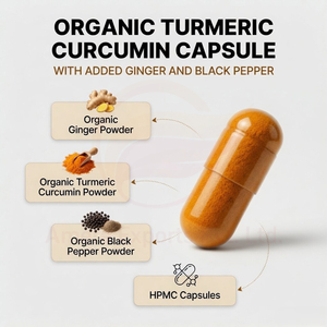 Cápsulas de Cúrcuma con Pimienta Negra y Jengibre, Marca Privada OEM, Certificación GMP, Veganas, Bajas en Azúcar, 60/120 Unidades - Product Image 4