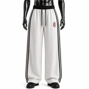 Wholesale Custom Logo Wide Leg Sweatpants <b>Men</b> Baggy Side Stripe Track <b>Pants</b> Unisex Streetwear Fleece Joggers Oversized Trousers - Product Image 1