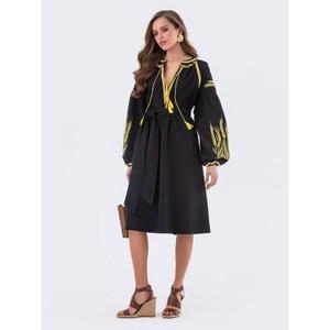 Vestido Negro Bordado con Espigas de Ucrania, Vestido Hecho a Mano de Ucrania, Blusa con Espigas de Ucrania, Regalo para Mujeres de Ucrania - Product Image 4