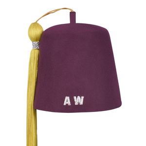 Gorro Fez Masónico de Fieltro/Terciopelo Duradero Blanco Puro y Bordado Dorado con Pedrería de 2 Hileras Como se Muestra en la Imagen Bajo MOQ OEM OES - Product Image 2