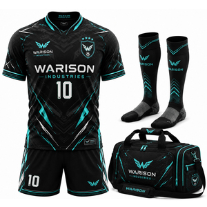 100% Polyester Unisex Adult's Football Uniform Set Customized Size Breathable Football Training Uniform Kit With Custom Name - Product Image 4