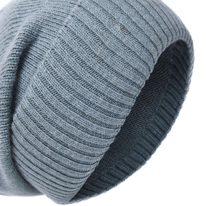 Gray Color Casual <b>Winter</b> <b>Cap</b> 100% Acrylic Computer Knitted Ribbed Design Adult Size 56-58CM - Product Image 3