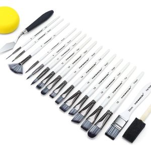 Kit de 16 pinceaux de peinture artistique, pinceaux en mousse, spatules éponge avec étui pour peinture acrylique, huile, aquarelle, gouache - Product Image 2