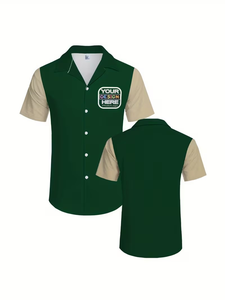 Camisa Casual Personalizable para Hombre con Diseño de Corbata y Botones, Personaliza tu Logotipo, Ligera, Verde y Blanca, para Trabajo o Playa - Product Image 5