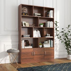 Libreria Moderna a Cubi da 180 cm con 4 Ripiani Aperti, 10 Cubi e 3 Ante - Scaffale Alto per Organizzazione e Archiviazione - Product Image 3