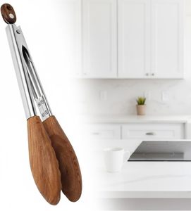 Pinces en bois pour la cuisine, la salade, le service des aliments, la grillade - 9 pouces - Ensemble de 1 pince en bois d'acacia - Product Image 2