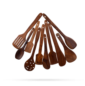 Cuillère de cuisine et de service en bois personnalisable, ensemble d'ustensiles en bois d'acacia avec support, design réutilisable, vente en gros - Product Image 1