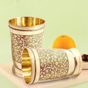Vaso de Latón para Beber con Diseño Grabado a Mano, Estilo Vintage, para Decoración del Hogar, Cocina, Regalo, Uso en Hoteles - Product Image 1