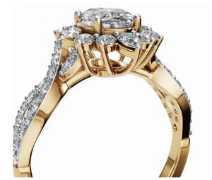 Élégance Couronnée - Bague de Fiançailles avec Diamant de Laboratoire Taille Brillant de 1,487 Carats, 45 Diamants, Or Jaune, Rose ou Blanc 9KT, 14KT, 18KT - Product Image 4