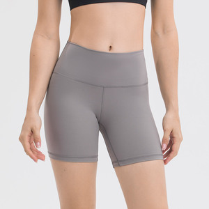 Shorts de yoga taille haute pour femmes, couleur unie, sans couture, en spandex et nylon, extensible dans quatre directions, taille élastique, vêtements de fitness - Product Image 3