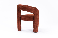 Fauteuil d'appoint moderne en tissu Teddy couleur caramel avec dossier en U pour salon