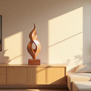 Décoration d'intérieur luxueuse en bois, statue en bois artisanale, décoration minimaliste pour la maison, sculpture contemporaine en bois, ornement artistique en bois. - Product Image 3