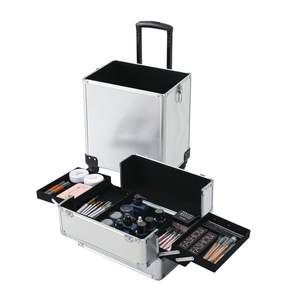 4-in-1 Interchangeable Silver Aluminum Rolling Makeup <b>Case</b> with Draw-Bar Style <b>Cosmetic</b> Bags & <b>Cases</b> - Product Image 5