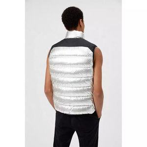 Chaleco Acolchado para Hombre en Blanco y Negro, Cuello Alto, Cierre de Cremallera, Resistente al Viento, Ropa de Invierno Informal, Chaleco Acolchado con Bolsillos - Product Image 3