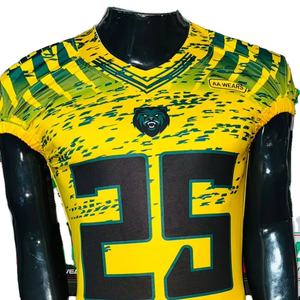 Maillot de football américain photo réelle grande taille, pantalon intégré par sublimation en sergé respirant, maillot d'équipe court brodé - Product Image 1