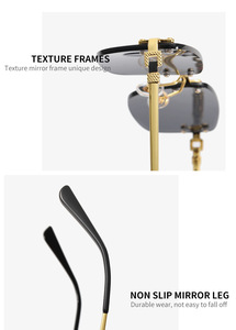 LMA 072 Hot Selling Europe Ins Men High Quality Gold Metal UV400 Gradient Brown Lens Women Custom Shades Rimless <b>Sunglasses</b> 2024 - Product Image 5