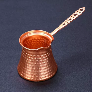 Golden Hammered Metal Turkish Coffee Pot With Lid Round Traditional Chinese Design Percolator For Coffee Tea - Product Image 4
