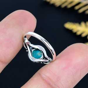 925 Sterling Silver Natural <b>Turquoise</b> <b>Ring</b> Boho Engagement <b>Ring</b> Unique Gift for Her - Product Image 2