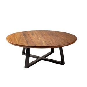 Table basse rectangulaire moderne en bois et métal à 2 niveaux avec étagère de rangement et structure en fer pour salon - Product Image 3