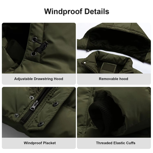 Chaqueta Acolchada para Hombre, Estilo Nuevo, Transpirable, Tallas Grandes, Capucha con Peluche, Cierre de Cremallera, Mangas Completas, Diseño de Burbujas, Dos Colores, Económica, para Invierno - Product Image 4