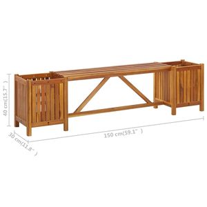 Panca da giardino in legno massello di Acacia con 2 fioriere 59.1 \ "x11.8 \" x15.7 \ "-per arredamento esterno - Product Image 5