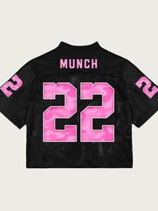 Maillot de football personnalisé en mesh, coupe courte, impression HD, camouflage rose, numéro, t-shirts hip-hop, très demandé - Product Image 4