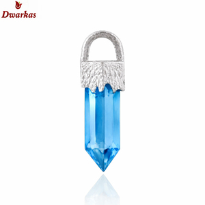 Elegant wholesale custom classic <b>solid</b> 925 sterling <b>silver</b> black rutile gemstone texture pencil pendant for <b>necklace</b> ready stock - Product Image 6